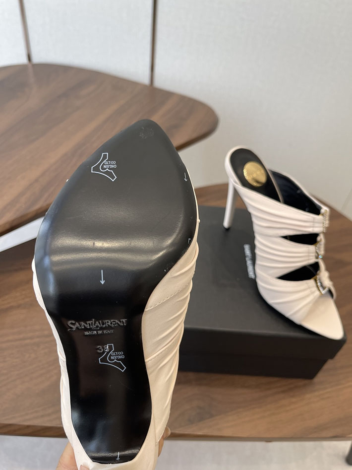最高級サンローランスーパーコピー Saint Laurent サンダル エミリー ミュール サテンクレープ ホワイト 2630578 サンローラン 靴 アウトレット - 画像 (5)