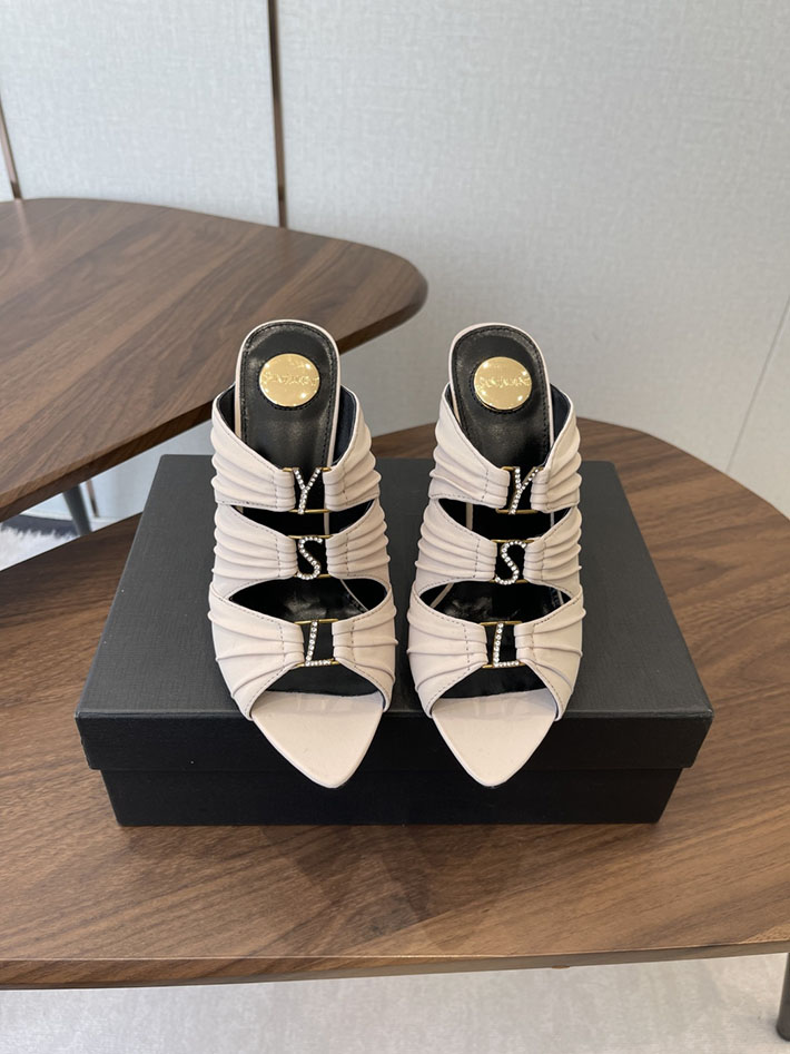 最高級サンローランスーパーコピー Saint Laurent サンダル エミリー ミュール サテンクレープ ホワイト 2630578 サンローラン 靴 アウトレット - 画像 (4)