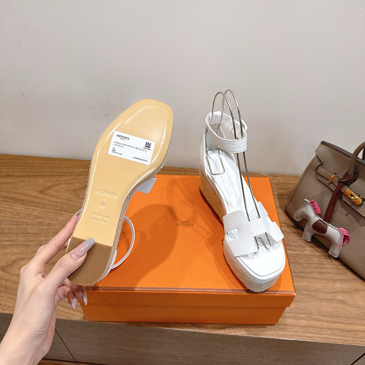 最高級エルメススーパーコピー HERMES エスパドリーユ エルダ 靴・シューズ ヒール ホワイト 2631578 HERMES 靴 サンダル - 画像 (2)