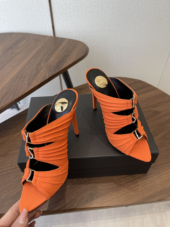 最高級サンローランスーパーコピー Saint Laurent サンダル エミリー ミュール サテンクレープ オレンジ 2630579 サンローラン ミュール - 画像 (9)