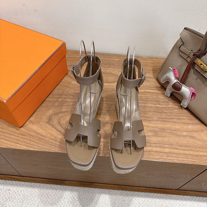 最高級エルメススーパーコピー HERMES エスパドリーユ エルダ 靴・シューズ ヒール エトゥープ 2631579 HERMES 靴 サンダル - 画像 (8)