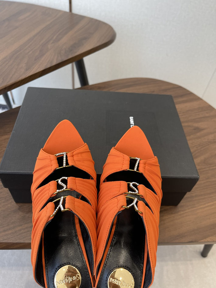 最高級サンローランスーパーコピー Saint Laurent サンダル エミリー ミュール サテンクレープ オレンジ 2630579 サンローラン ミュール - 画像 (8)