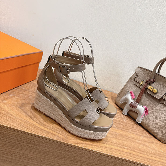 最高級エルメススーパーコピー HERMES エスパドリーユ エルダ 靴・シューズ ヒール エトゥープ 2631579 HERMES 靴 サンダル - 画像 (7)