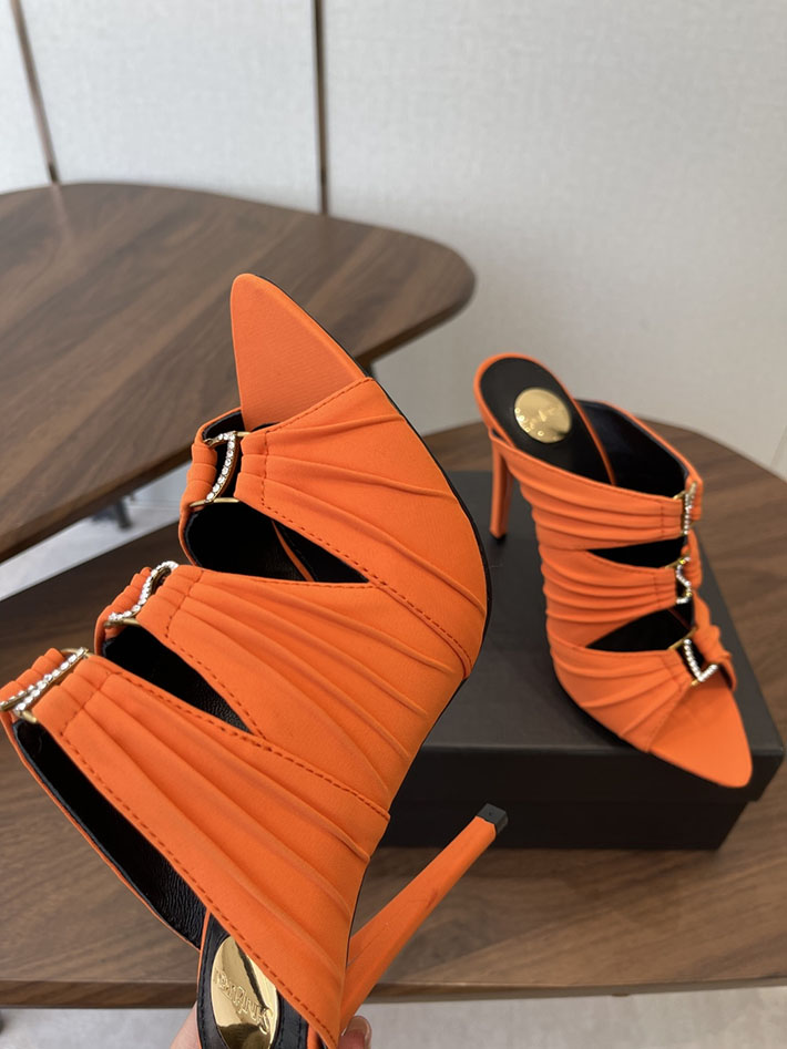 最高級サンローランスーパーコピー Saint Laurent サンダル エミリー ミュール サテンクレープ オレンジ 2630579 サンローラン ミュール - 画像 (7)