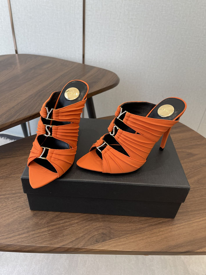 最高級サンローランスーパーコピー Saint Laurent サンダル エミリー ミュール サテンクレープ オレンジ 2630579 サンローラン ミュール - 画像 (2)