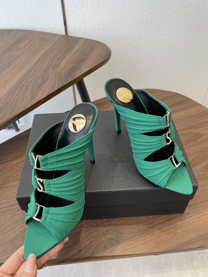 最高級サンローランスーパーコピー Saint Laurent サンダル エミリー ミュール サテンクレープ グリーン 2630580 サンローラン サンダル レディース - 画像 (8)