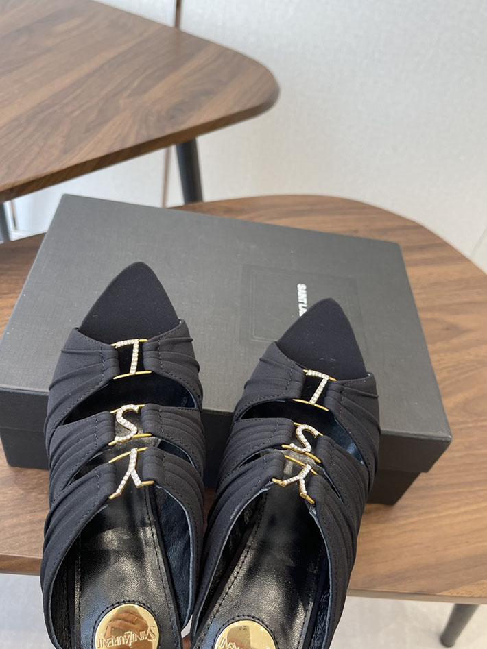 最高級サンローランスーパーコピー Saint Laurent サンダル エミリー ミュール サテンクレープ ブラック 2630581 サンローラン サンダル アウトレット - 画像 (9)