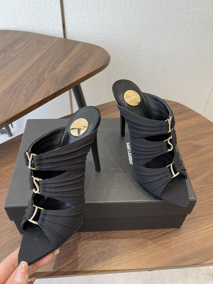 最高級サンローランスーパーコピー Saint Laurent サンダル エミリー ミュール サテンクレープ ブラック 2630581 サンローラン サンダル アウトレット - 画像 (8)