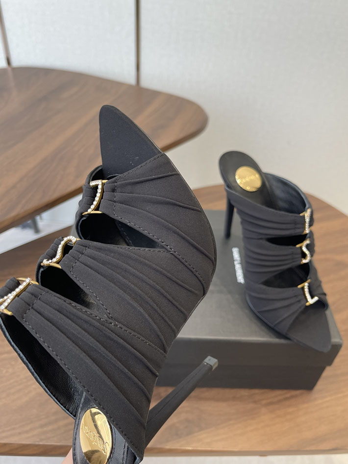 最高級サンローランスーパーコピー Saint Laurent サンダル エミリー ミュール サテンクレープ ブラック 2630581 サンローラン サンダル アウトレット - 画像 (7)