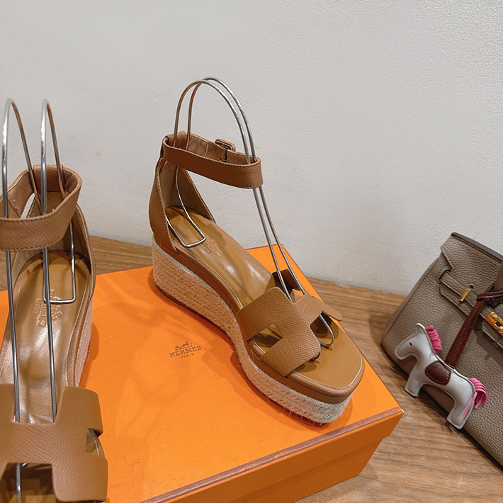 最高級エルメススーパーコピー HERMES エスパドリーユ エルダ 靴・シューズ ヒール ゴールド 2631581 HERMES 靴 サンダル - 画像 (5)