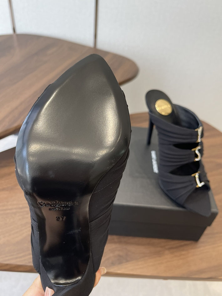 最高級サンローランスーパーコピー Saint Laurent サンダル エミリー ミュール サテンクレープ ブラック 2630581 サンローラン サンダル アウトレット - 画像 (5)