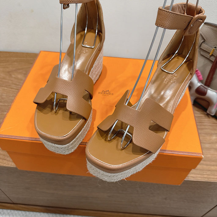 最高級エルメススーパーコピー HERMES エスパドリーユ エルダ 靴・シューズ ヒール ゴールド 2631581 HERMES 靴 サンダル - 画像 (4)