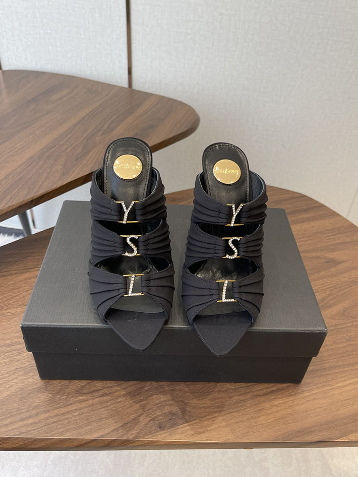 最高級サンローランスーパーコピー Saint Laurent サンダル エミリー ミュール サテンクレープ ブラック 2630581 サンローラン サンダル アウトレット - 画像 (4)