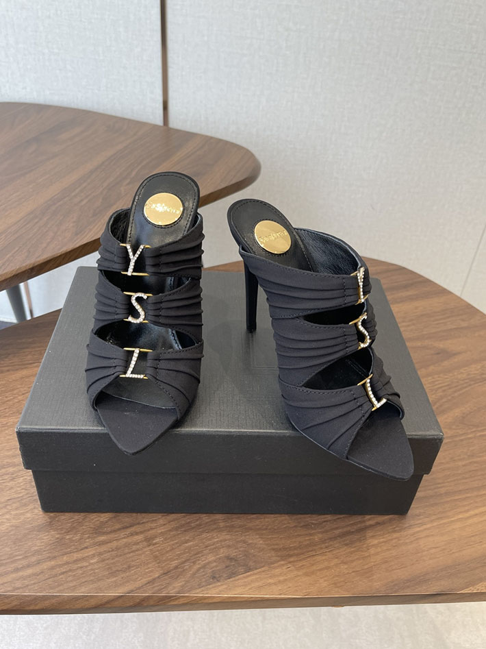 最高級サンローランスーパーコピー Saint Laurent サンダル エミリー ミュール サテンクレープ ブラック 2630581 サンローラン サンダル アウトレット - 画像 (2)