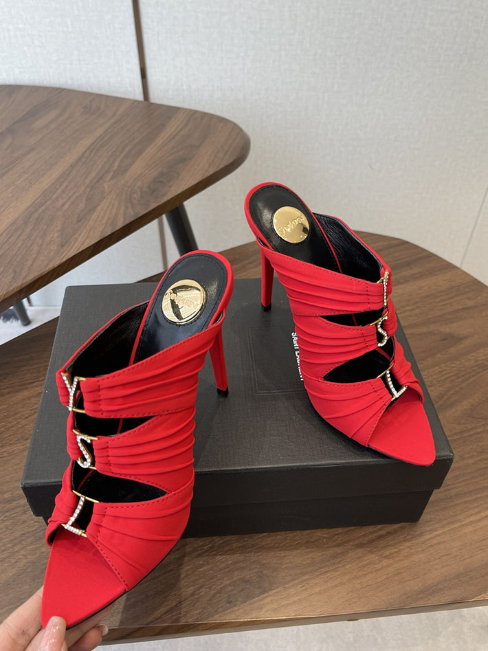 最高級サンローランスーパーコピー Saint Laurent サンダル エミリー ミュール サテンクレープ レッド 2630582 サンローラン ヒール - 画像 (9)