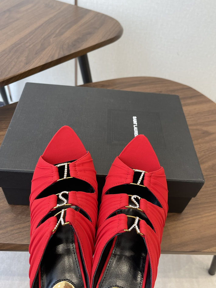 最高級サンローランスーパーコピー Saint Laurent サンダル エミリー ミュール サテンクレープ レッド 2630582 サンローラン ヒール - 画像 (8)