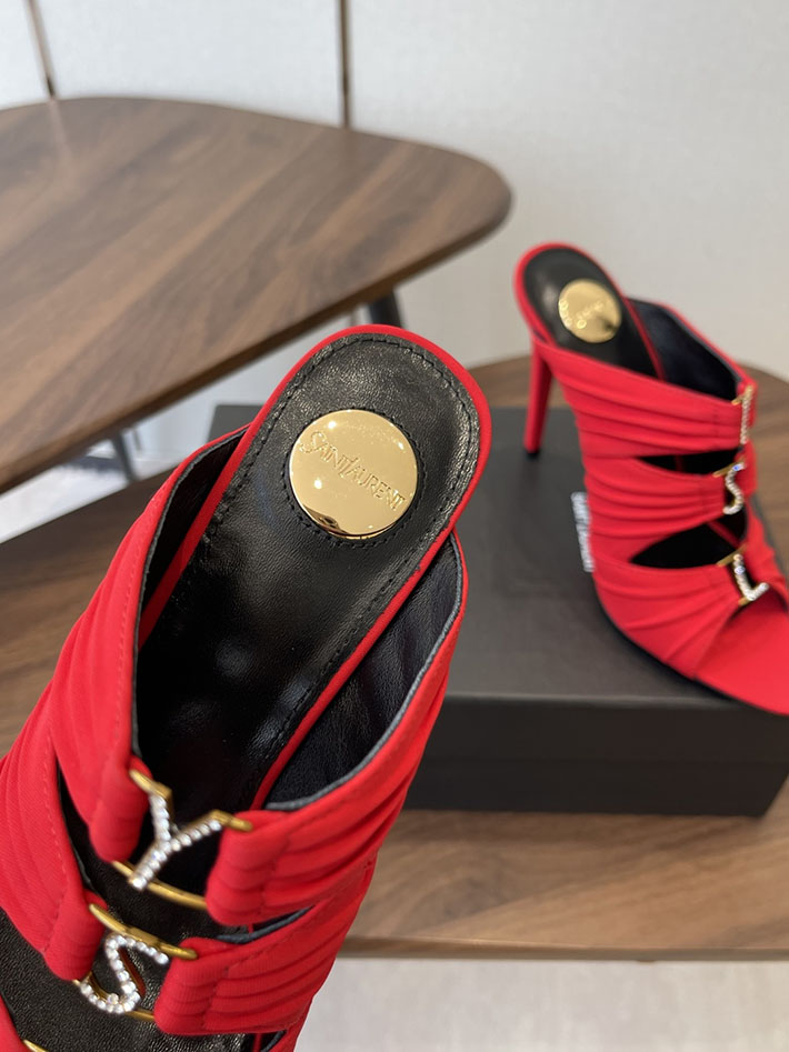 最高級サンローランスーパーコピー Saint Laurent サンダル エミリー ミュール サテンクレープ レッド 2630582 サンローラン ヒール - 画像 (7)