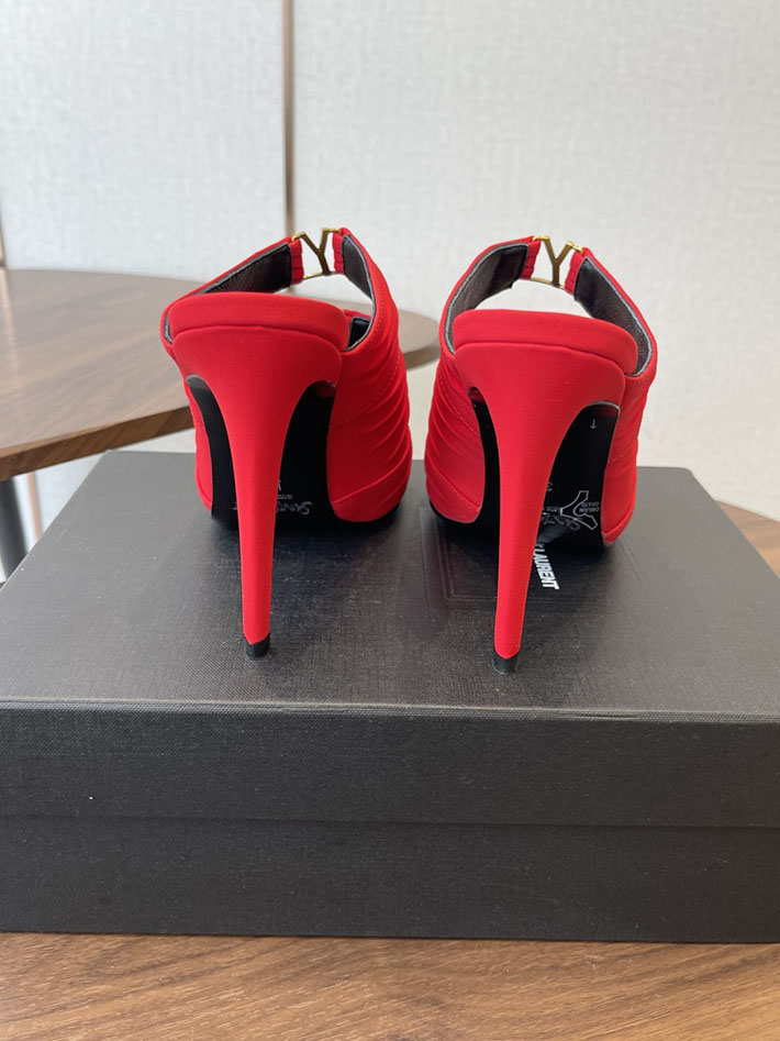 最高級サンローランスーパーコピー Saint Laurent サンダル エミリー ミュール サテンクレープ レッド 2630582 サンローラン ヒール - 画像 (6)