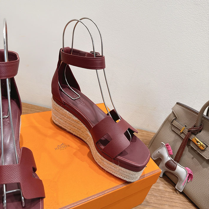 最高級エルメススーパーコピー HERMES エスパドリーユ エルダ 靴・シューズ ヒール ボルドー 2631582 HERMES 靴 サンダル - 画像 (5)