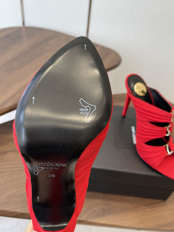最高級サンローランスーパーコピー Saint Laurent サンダル エミリー ミュール サテンクレープ レッド 2630582 サンローラン ヒール - 画像 (5)