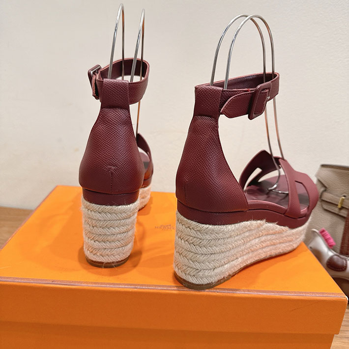 最高級エルメススーパーコピー HERMES エスパドリーユ エルダ 靴・シューズ ヒール ボルドー 2631582 HERMES 靴 サンダル - 画像 (3)