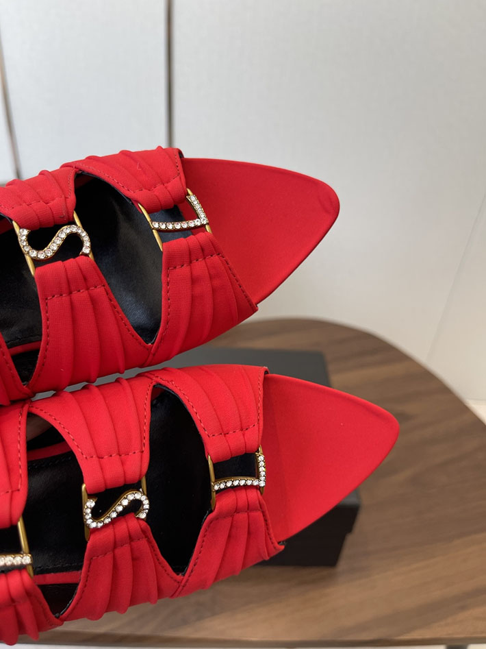 最高級サンローランスーパーコピー YSL 2026年春夏 新作 エミリー ミュール サテンクレープ レッド 2630585 サンローラン 靴 レディース - 画像 (8)
