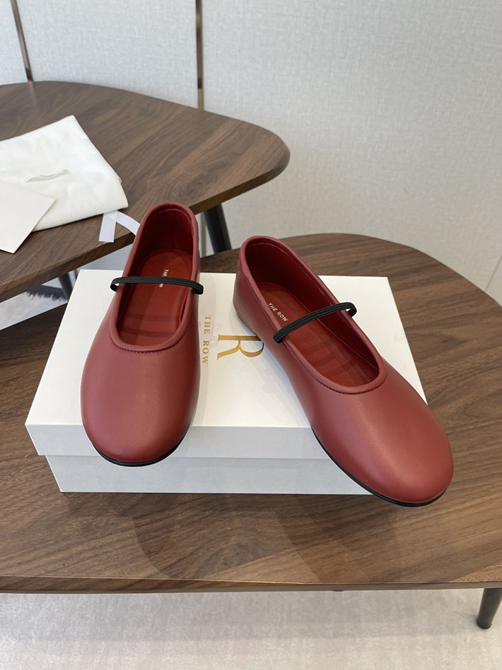 最高級ザロウスーパーコピー THE ROW Elastic Ballet スリッパ レザー バレエシューズ レッド 2630608 The Row フラットシューズ - 画像 (9)