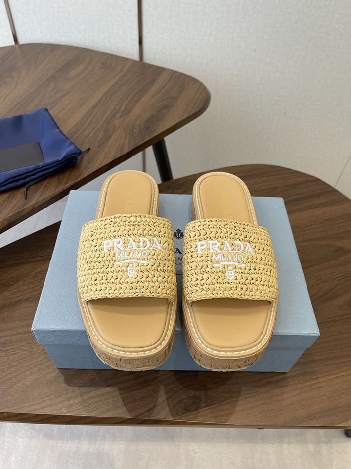 最高級プラダスーパーコピー PRADA 2026年春夏 新作 ラフィア風 厚底 プラットフォーム 4cmヒール 2630612 プラダ サンダル 厚底 - 画像 (3)