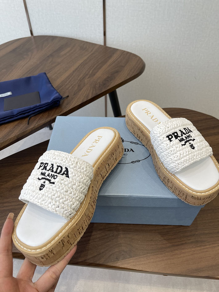 最高級プラダスーパーコピー PRADA 2026年春夏 新作 ラフィア風 厚底 プラットフォーム 4cmヒール 2630613 プラダ サンダル 新作 - 画像 (7)