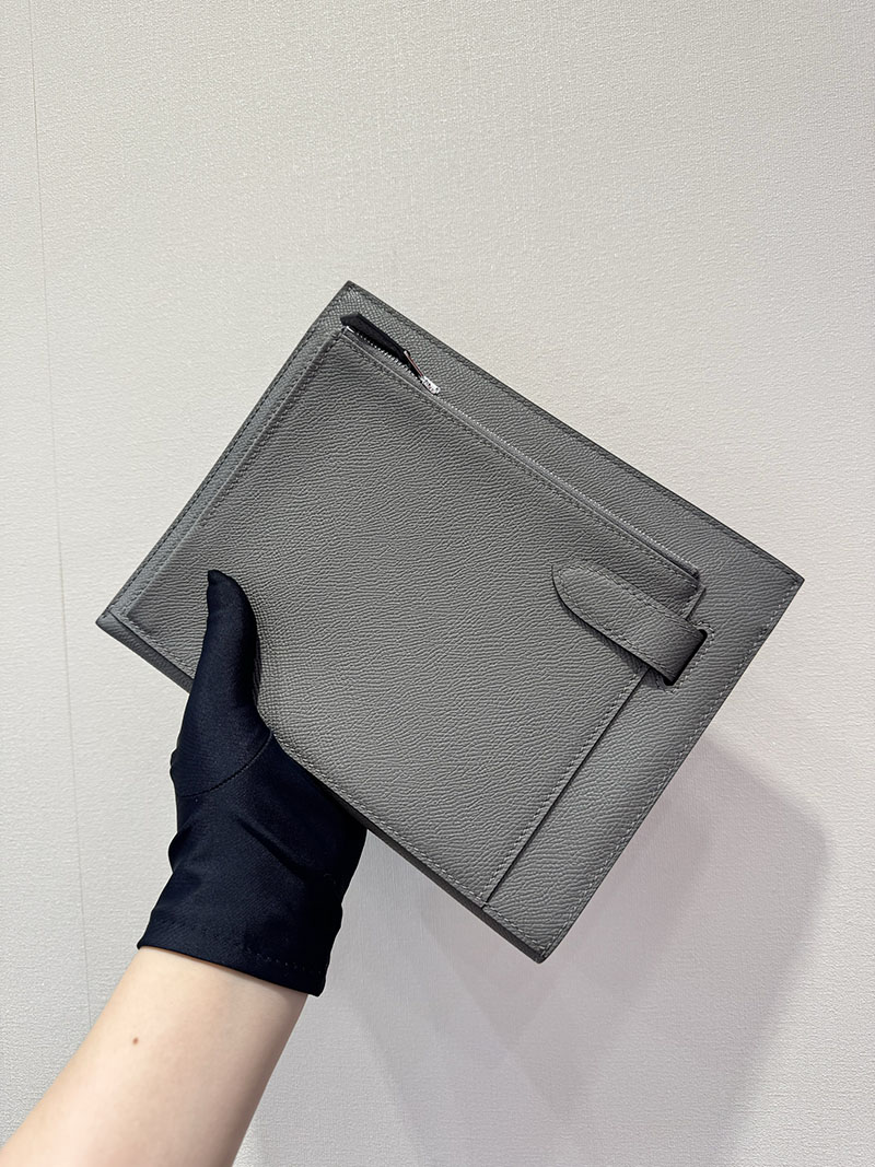 エルメス クラッチバッグの通販 HERMES ポーチ アカデミ グリメイヤー ヴォー・エプソン シルバー金具 H086976CK0L エルメス ポーチ バック - 画像 (4)