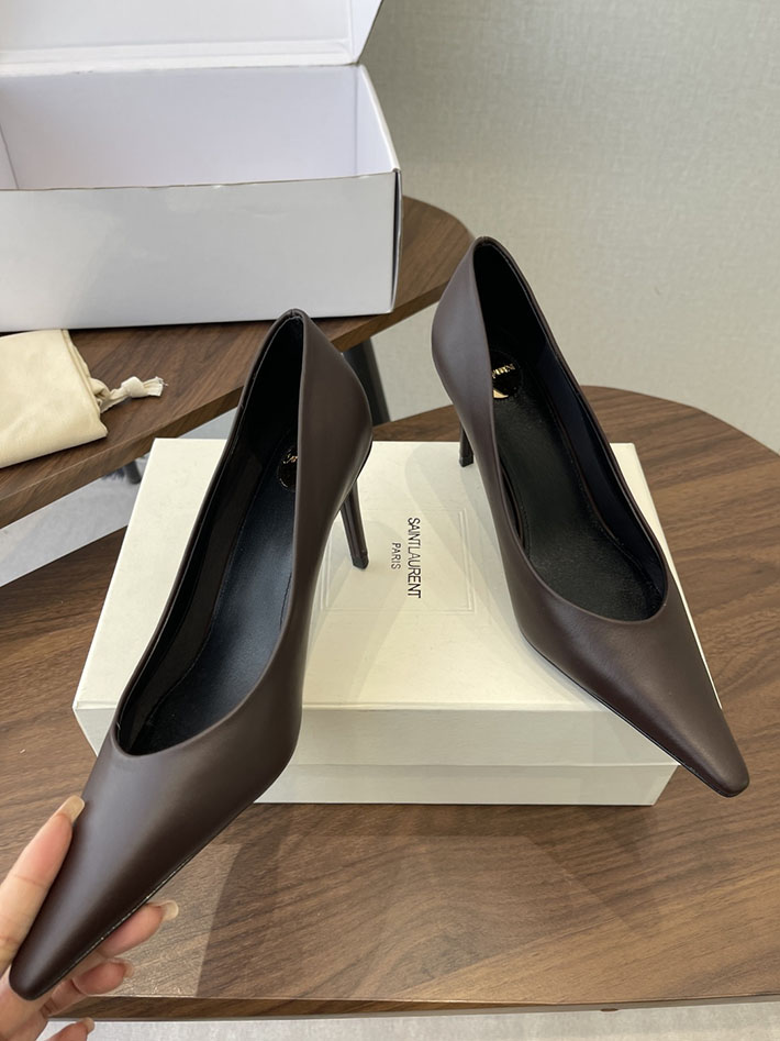 最高級サンローランスーパーコピー YSL 2026年春夏 新作 ポインテッドトゥパンプス レディース 茶色 2630636 サン ローラン ヒール - 画像 (8)