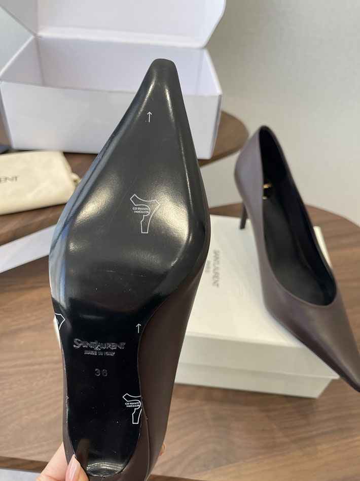 最高級サンローランスーパーコピー YSL 2026年春夏 新作 ポインテッドトゥパンプス レディース 茶色 2630636 サン ローラン ヒール - 画像 (4)