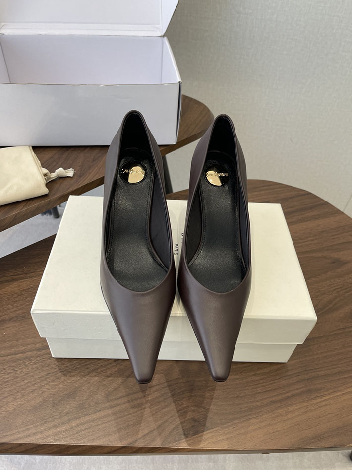 最高級サンローランスーパーコピー YSL 2026年春夏 新作 ポインテッドトゥパンプス レディース 茶色 2630636 サン ローラン ヒール - 画像 (3)