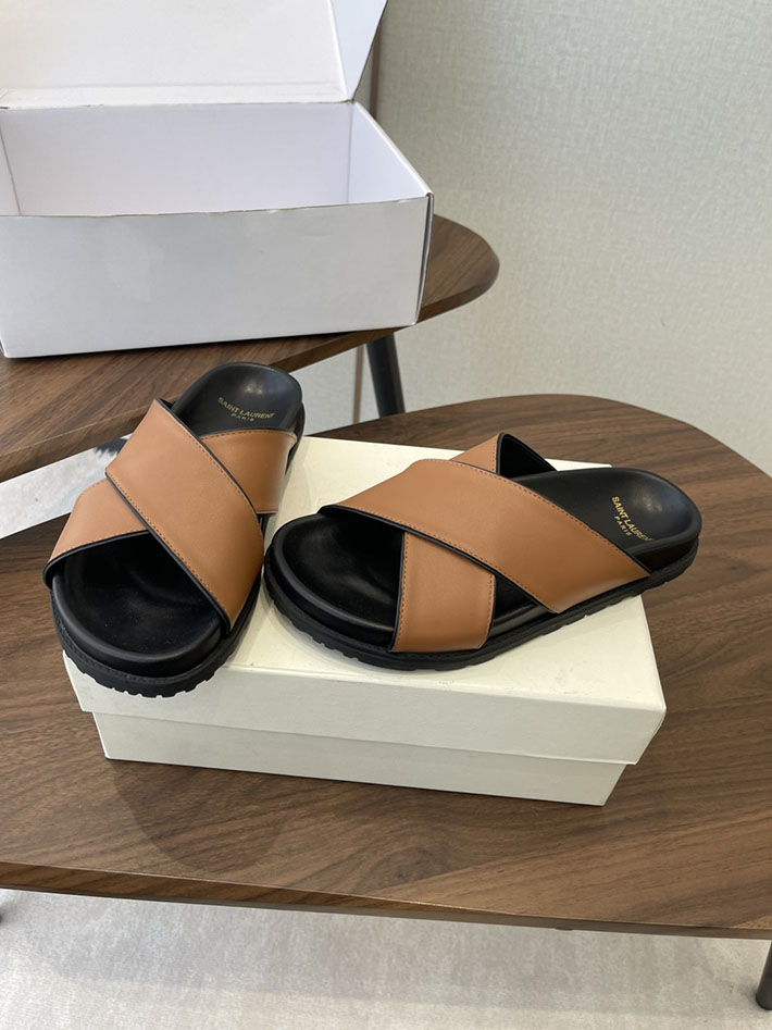 最高級サンローランスーパーコピー YSL パリ エディスリマン ジミー クリスクロス ストラップ フラットサンダル 2630639 サン ローラン サンダル アウトレット - 画像 (9)