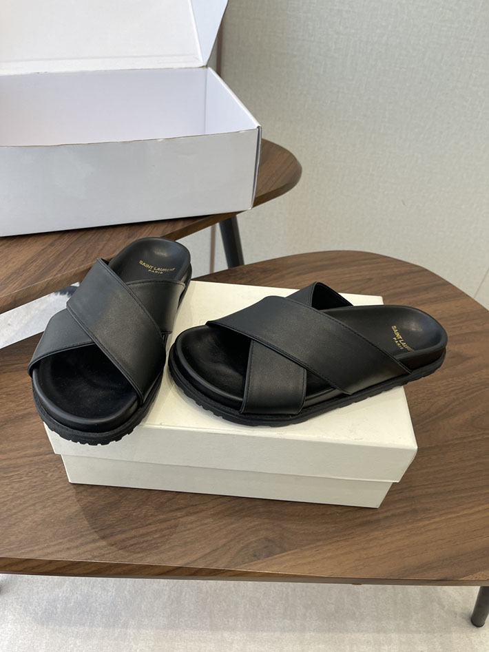 最高級サンローランスーパーコピー YSL パリ エディスリマン ジミー クリスクロス ストラップ フラットサンダル 2630640 サン ローラン 靴 レディース - 画像 (9)