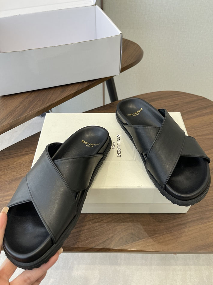 最高級サンローランスーパーコピー YSL パリ エディスリマン ジミー クリスクロス ストラップ フラットサンダル 2630640 サン ローラン 靴 レディース - 画像 (8)