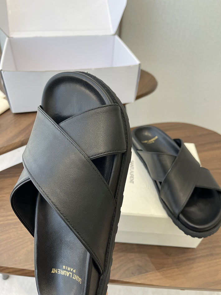 最高級サンローランスーパーコピー YSL パリ エディスリマン ジミー クリスクロス ストラップ フラットサンダル 2630640 サン ローラン 靴 レディース - 画像 (7)