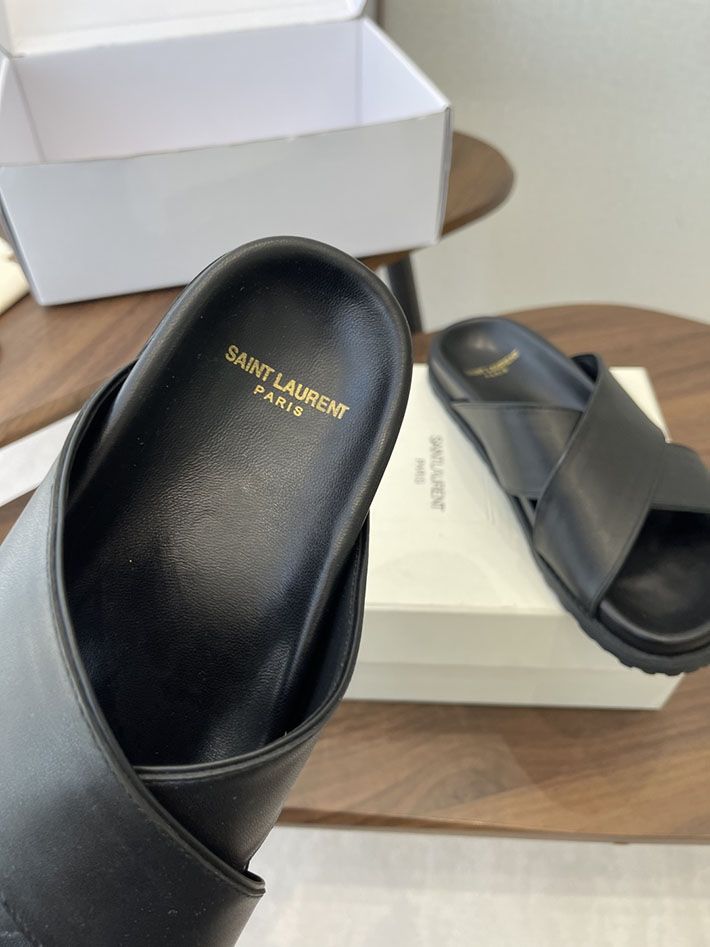 最高級サンローランスーパーコピー YSL パリ エディスリマン ジミー クリスクロス ストラップ フラットサンダル 2630640 サン ローラン 靴 レディース - 画像 (6)