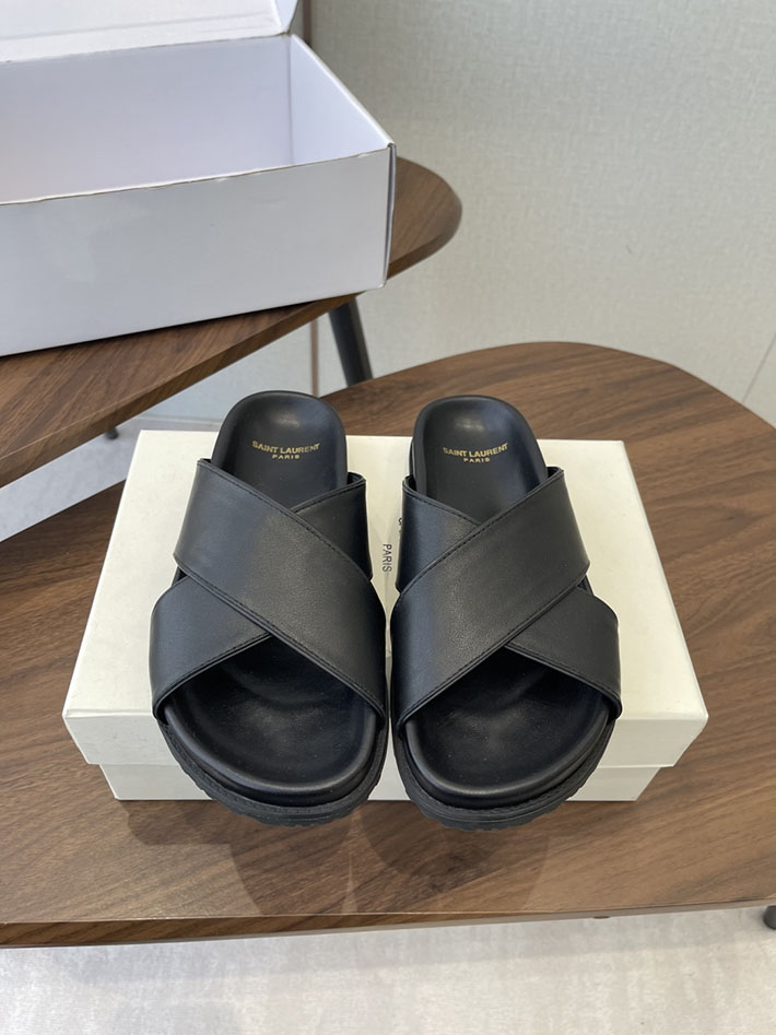最高級サンローランスーパーコピー YSL パリ エディスリマン ジミー クリスクロス ストラップ フラットサンダル 2630640 サン ローラン 靴 レディース - 画像 (3)