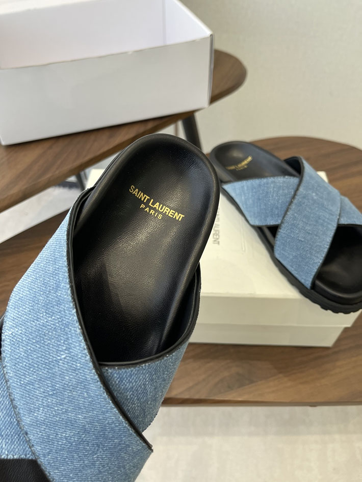 最高級サンローランスーパーコピー YSL パリ エディスリマン ジミー クリスクロス ストラップ フラットサンダル 2630641 サン ローラン 靴 アウトレット - 画像 (5)