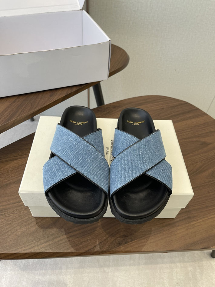 最高級サンローランスーパーコピー YSL パリ エディスリマン ジミー クリスクロス ストラップ フラットサンダル 2630641 サン ローラン 靴 アウトレット - 画像 (3)