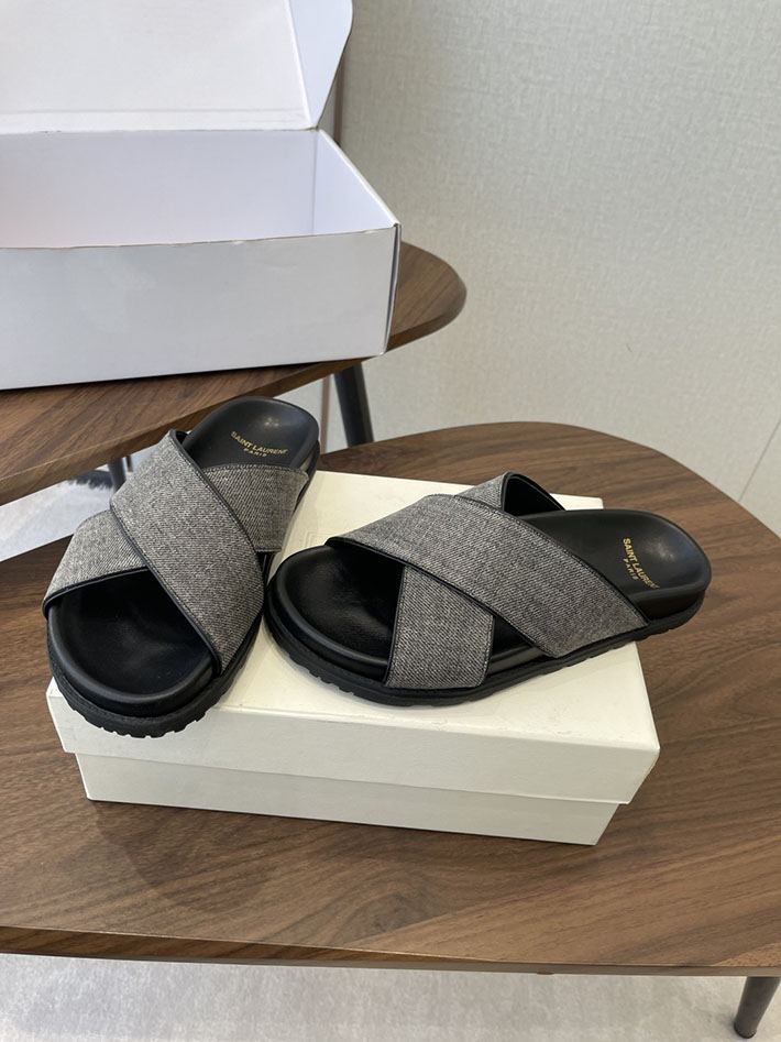 最高級サンローランスーパーコピー YSL パリ エディスリマン ジミー クリスクロス ストラップ フラットサンダル 2630642 サンローラン フラットサンダル - 画像 (9)