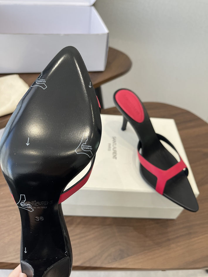 最高級サンローランスーパーコピー Saint Laurent バビロン ミュール スムースレザー シューズ 靴 レッド 2630659 ミュール サンダル ヒール - 画像 (4)