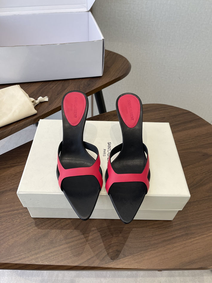 最高級サンローランスーパーコピー Saint Laurent バビロン ミュール スムースレザー シューズ 靴 レッド 2630659 ミュール サンダル ヒール - 画像 (3)