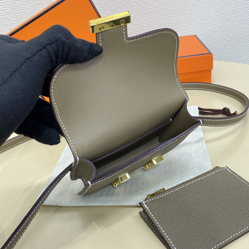 エルメス通販 HERMES 財布 コンスタンス スリム エトゥープ ヴォー・エプソン ゴールド金具 H082060CC18 コンスタンス スリム クロコ - 画像 (3)