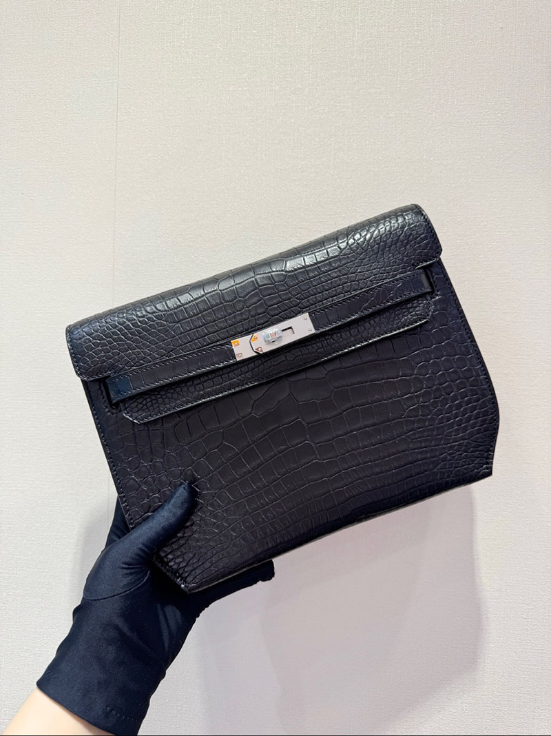エルメス ケリーデペッシュ 25の通販 HERMES ケリーデペッシュ25 黒 ブラック クロコダイル シルバー金具 H078402CK89 エルメス メンズバッグ ケリー - 画像 (7)