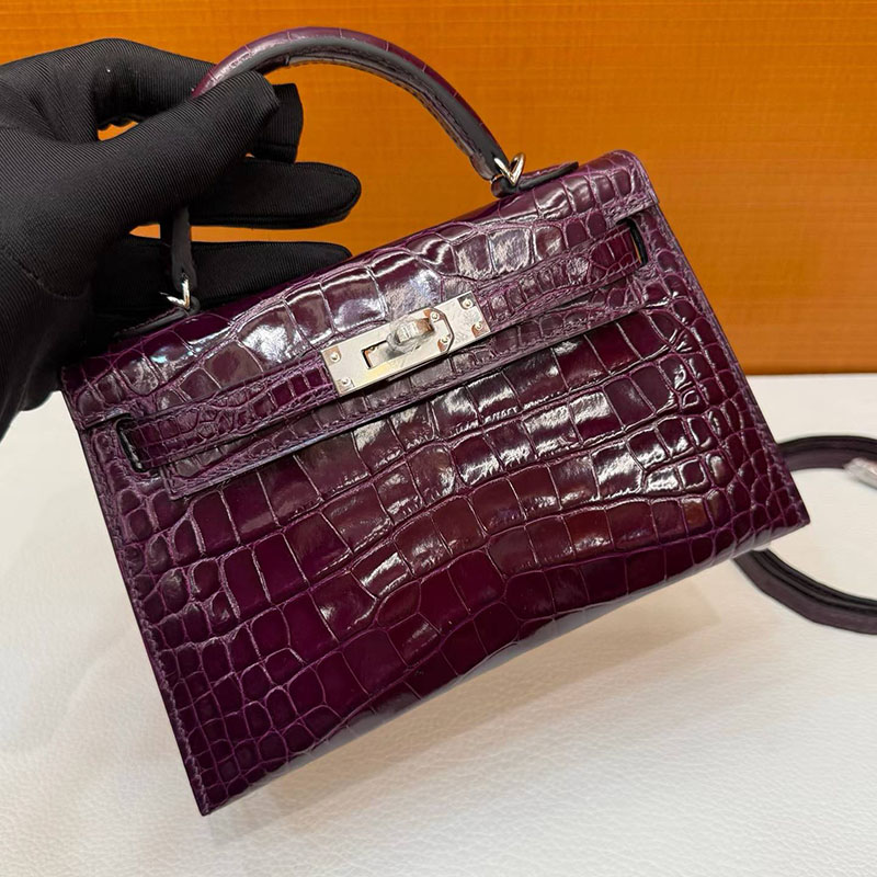 エルメス ケリー ミニの通販 HERMES ケリーミニ2 外縫い カシス クロコダイル シルバー金具 H073595CKN5 エルメス ケリーミニ2 - 画像 (9)