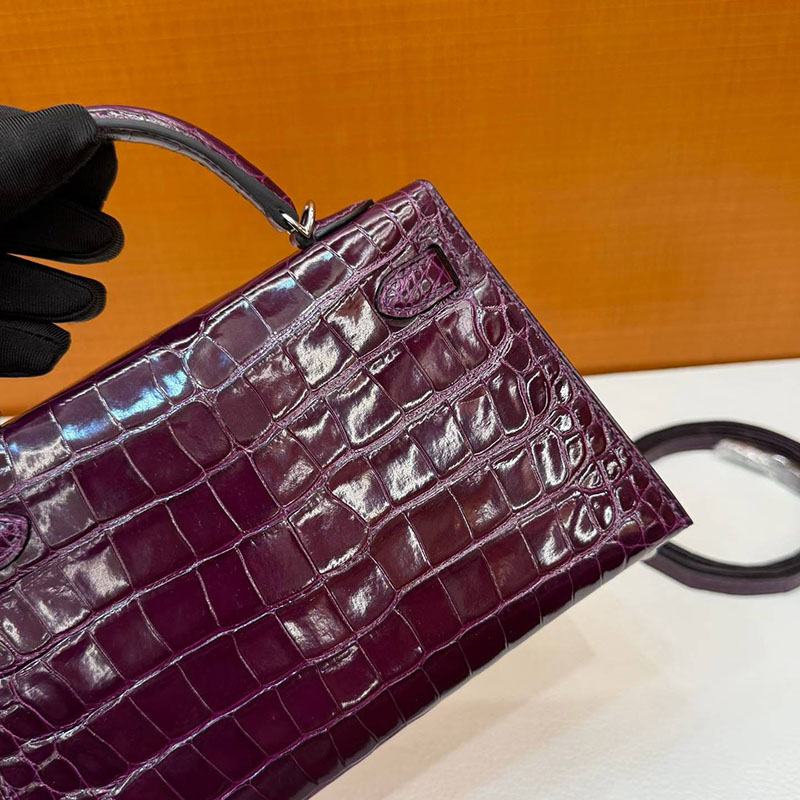 エルメス ケリー ミニの通販 HERMES ケリーミニ2 外縫い カシス クロコダイル シルバー金具 H073595CKN5 エルメス ケリーミニ2 - 画像 (6)