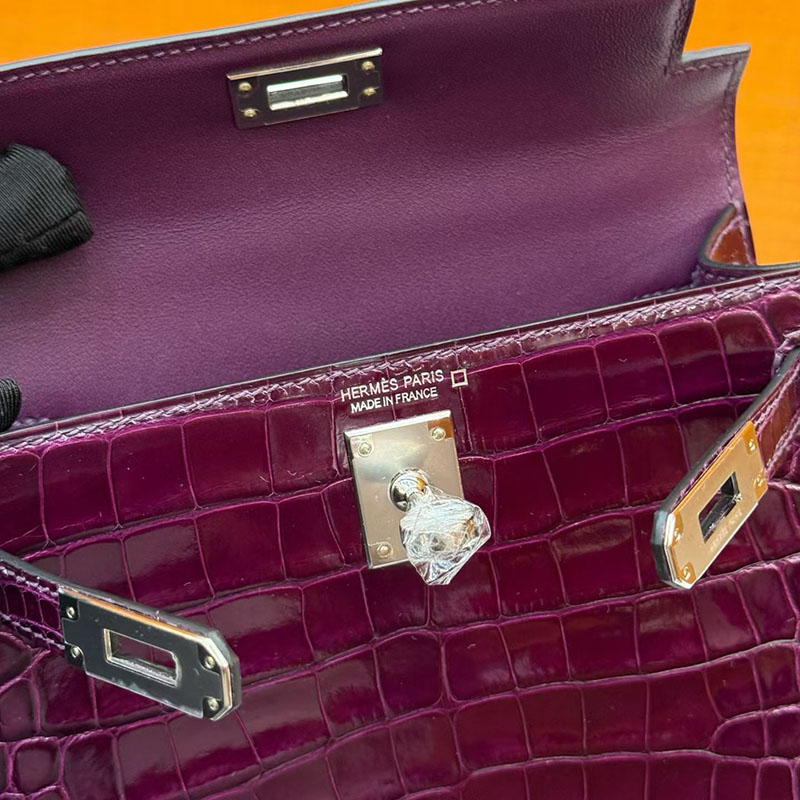 エルメス ケリー ミニの通販 HERMES ケリーミニ2 外縫い カシス クロコダイル シルバー金具 H073595CKN5 エルメス ケリーミニ2 - 画像 (3)
