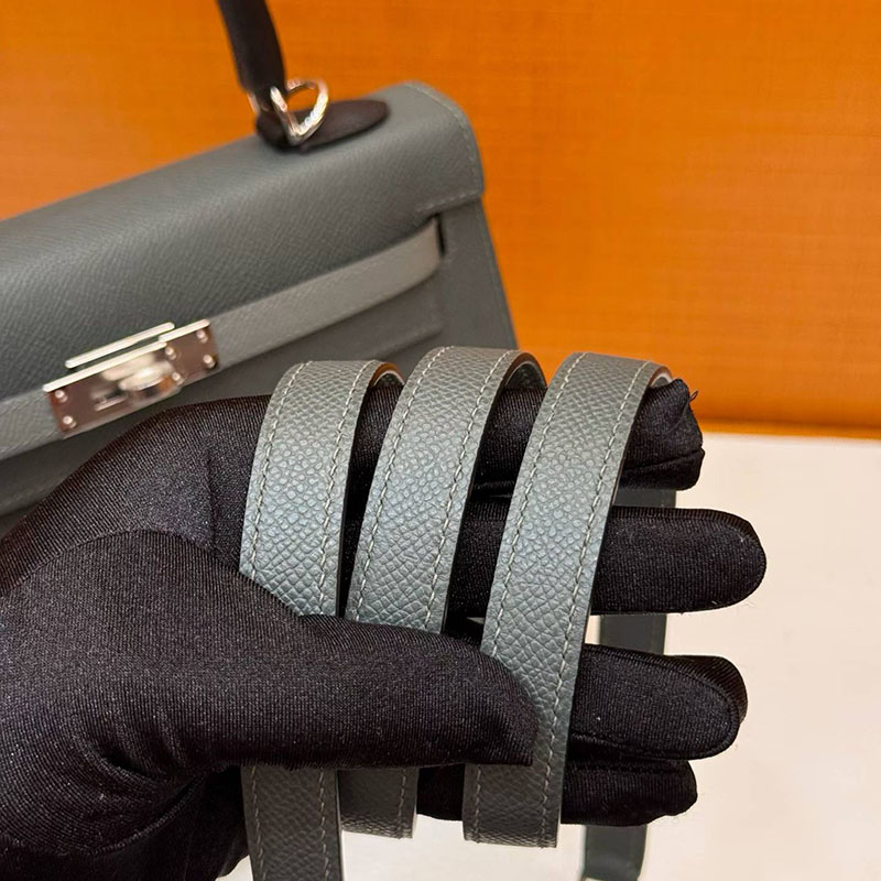 HERMES ケリー25 外縫い ヴェールマングローブ/ヴェールアマンド/黒 ヴォーエプソン シルバー金具 H041537CKAC エルメス ケリー25 - 画像 (7)